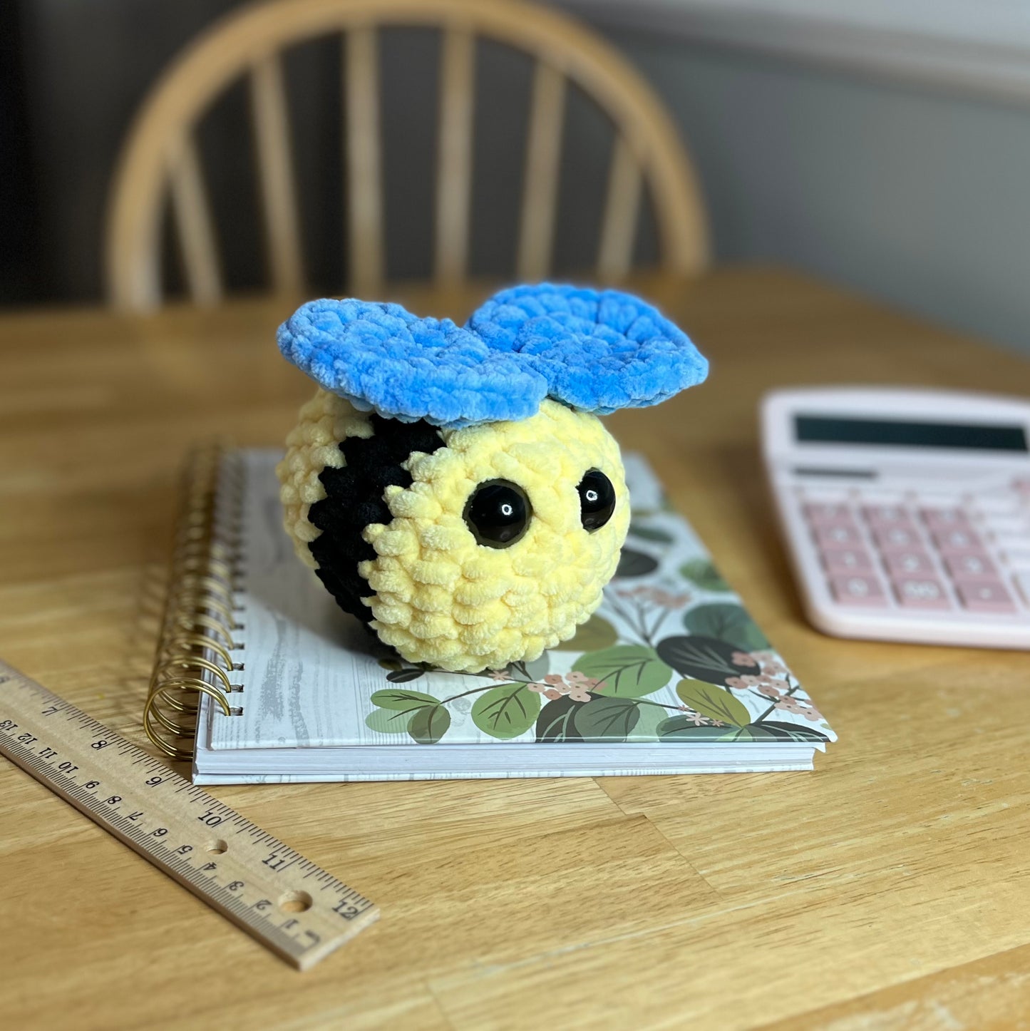 Bee Crochet Plushie Ocean Blue Wings