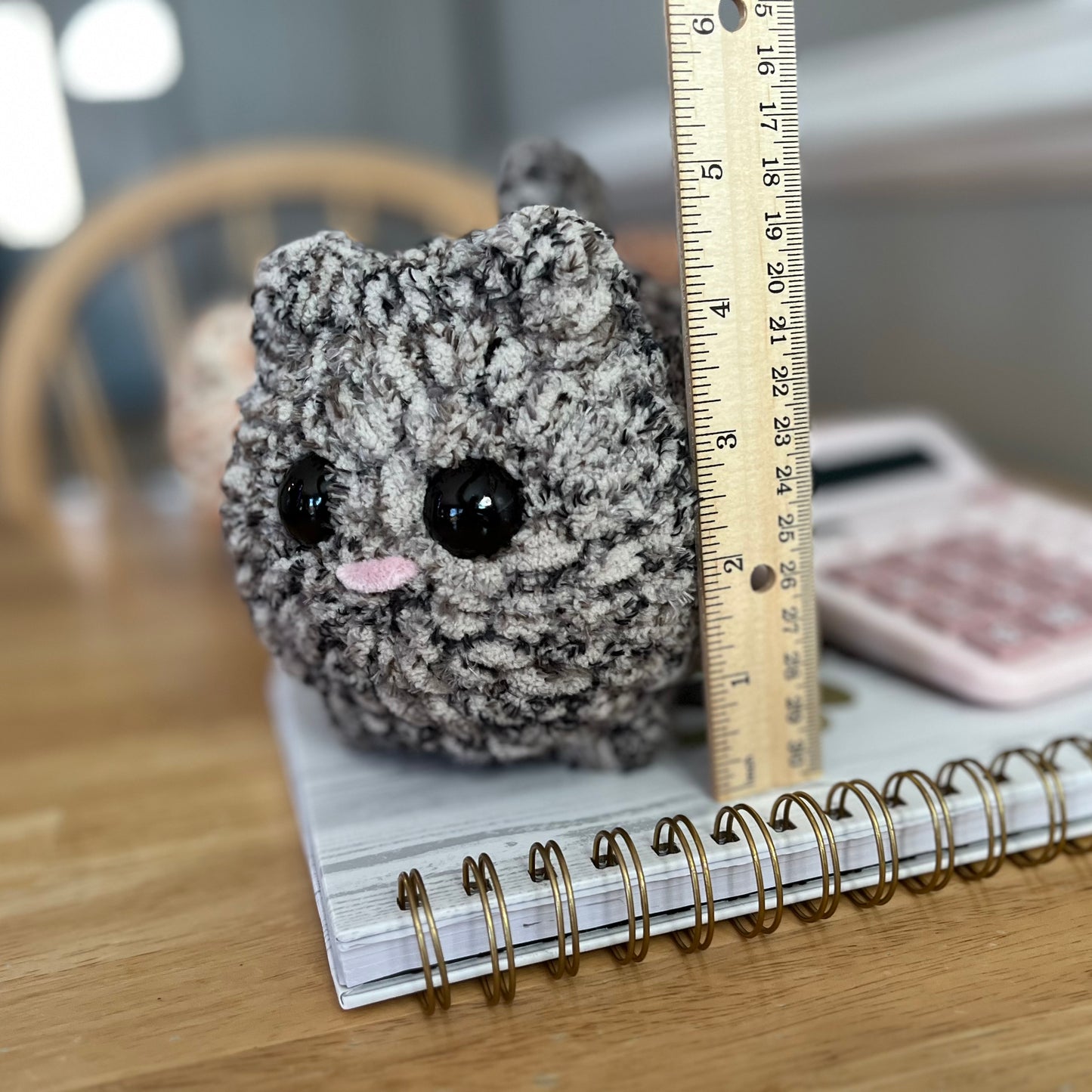 Kitty Cat Crochet Plushie Dark Gray Textures