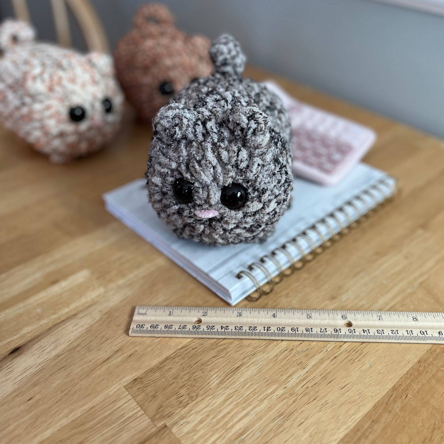 Kitty Cat Crochet Plushie Dark Gray Textures