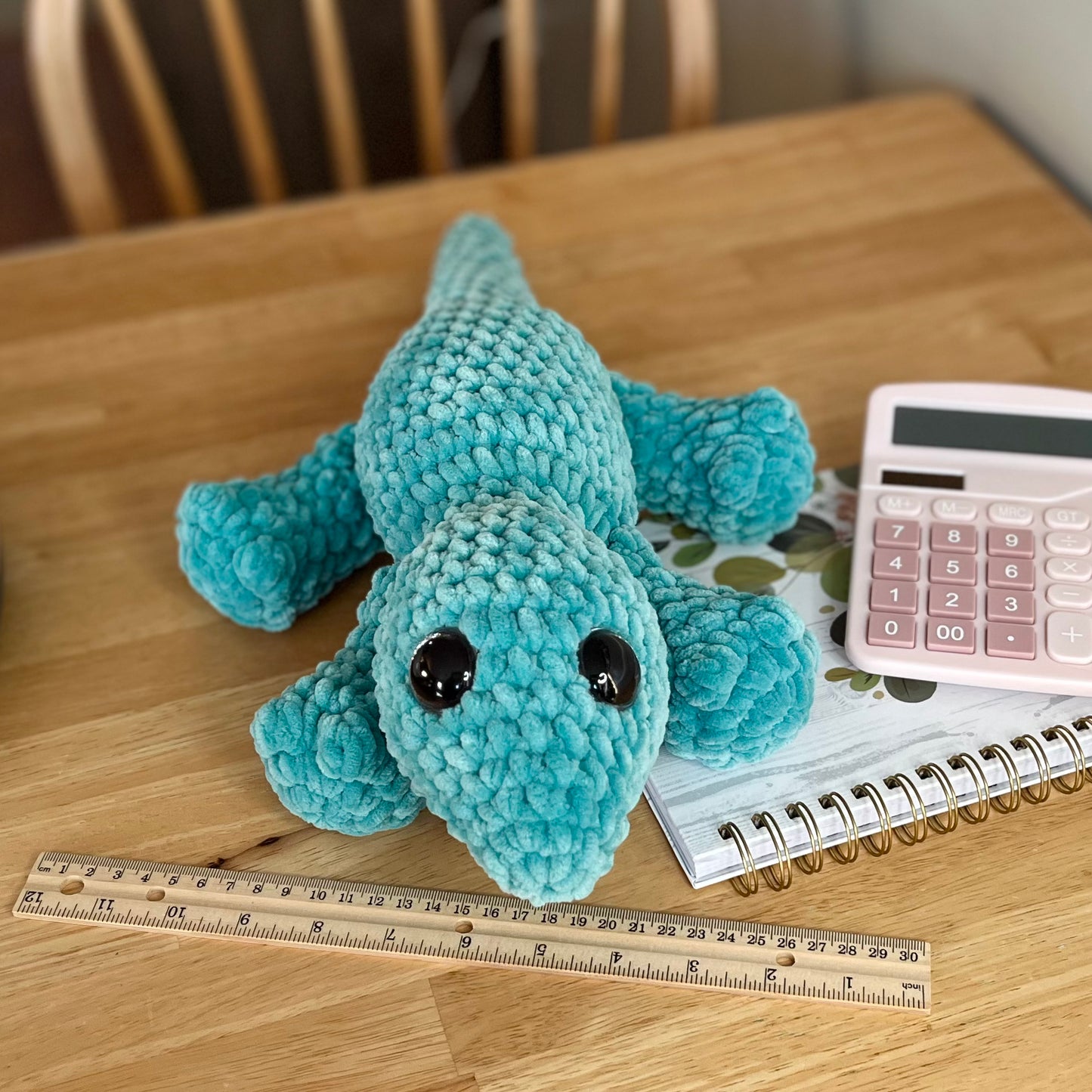 Large Gecko Lizard Crochet Plushie Teal