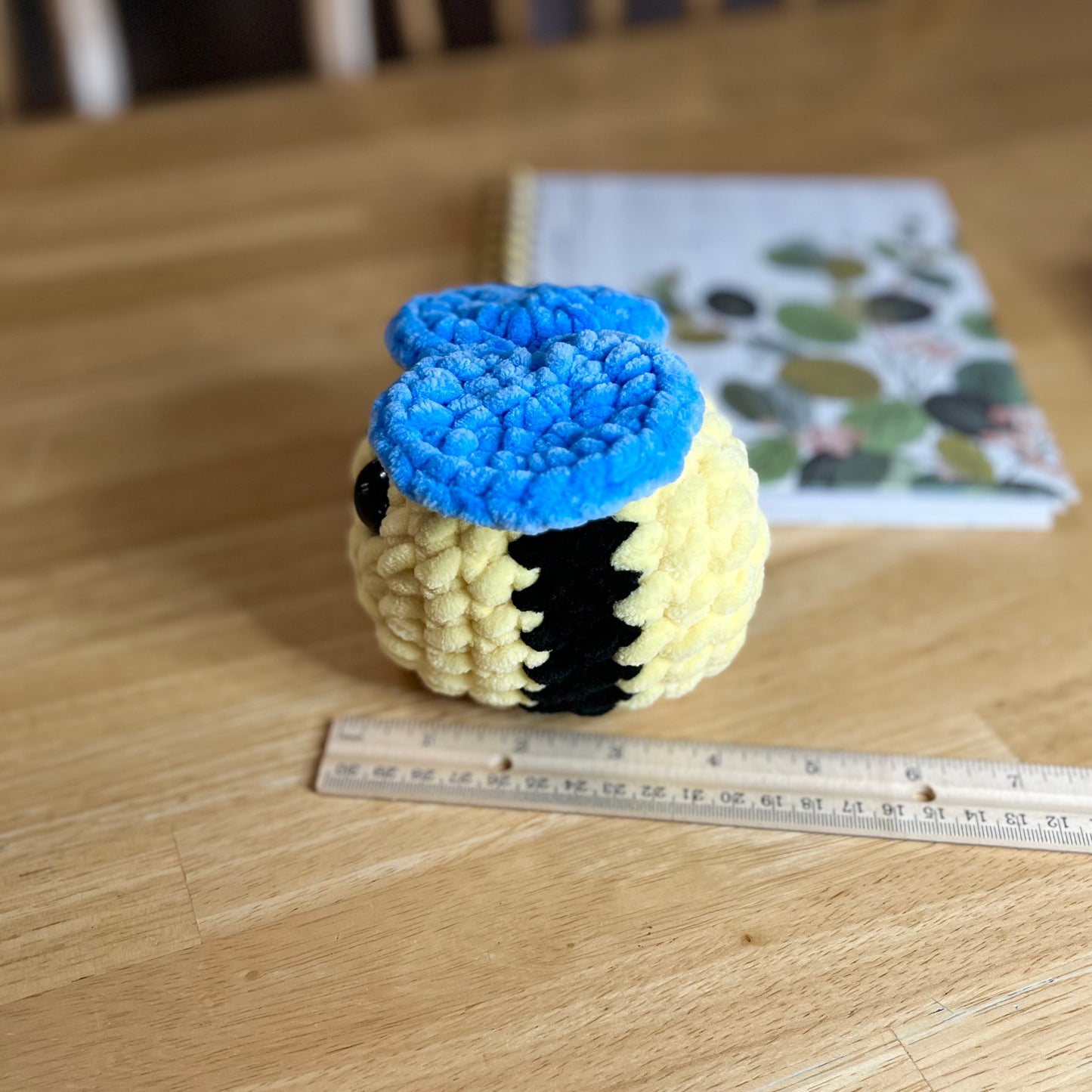 Bee Crochet Plushie Ocean Blue Wings