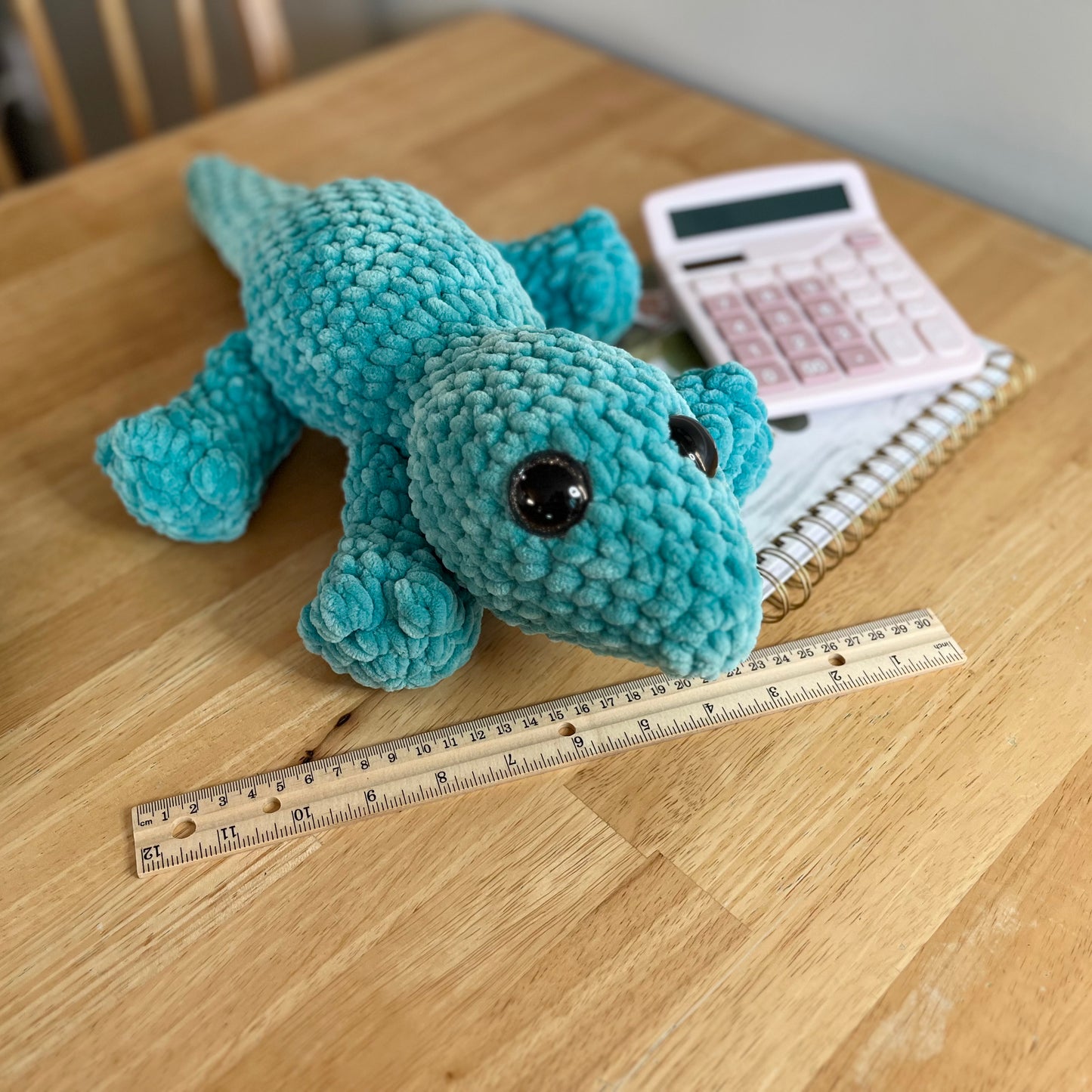 Large Gecko Lizard Crochet Plushie Teal