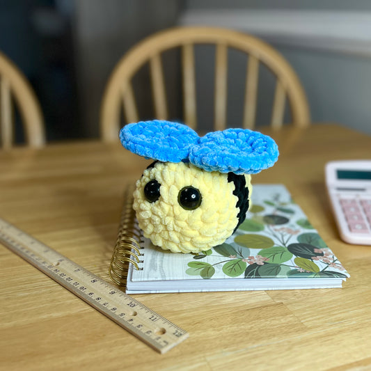 Bee Crochet Plushie Ocean Blue Wings